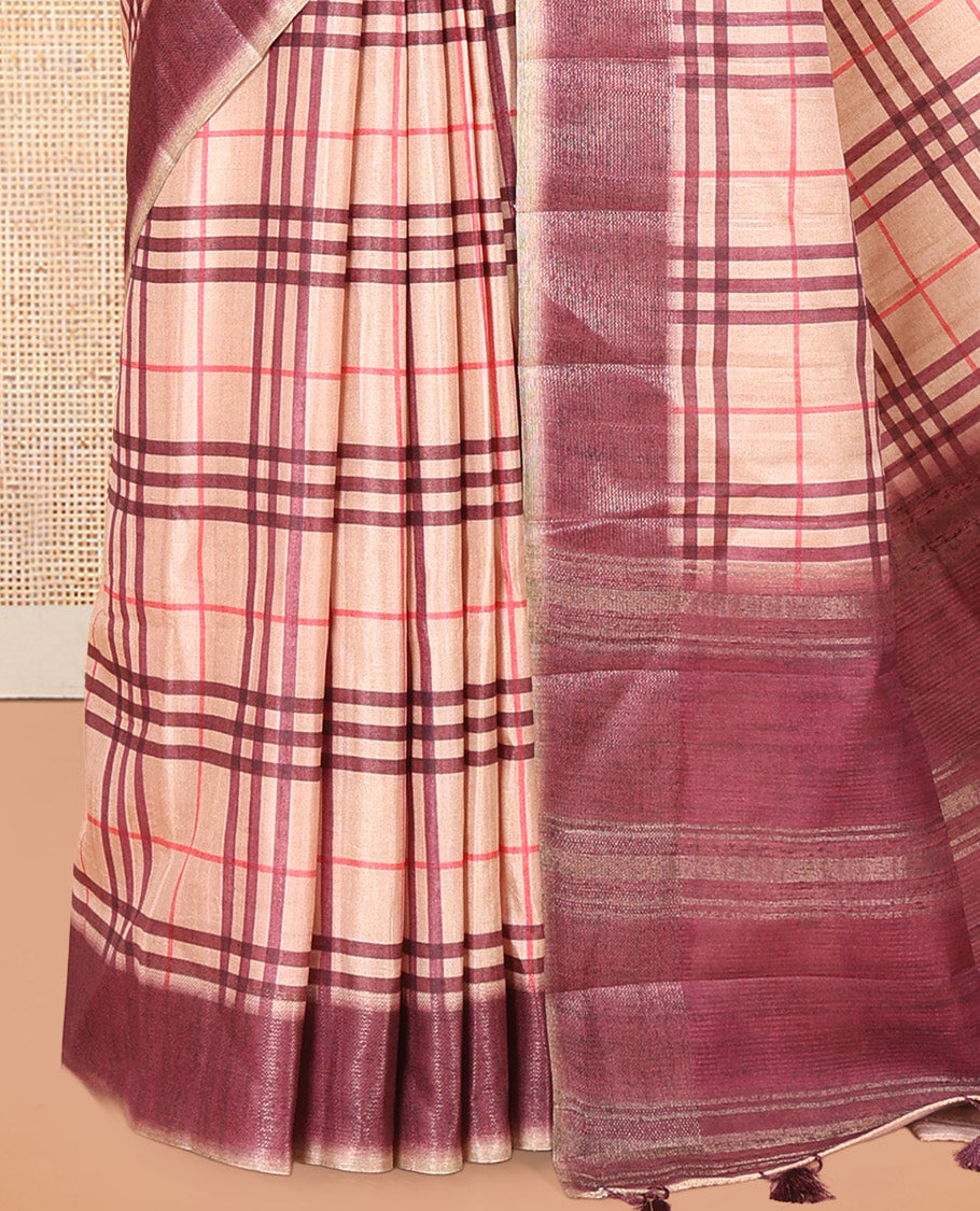 Sandal Fancy Tussar Silk Saree