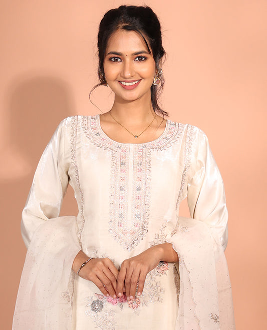 Cream Glass Readymade Suit
