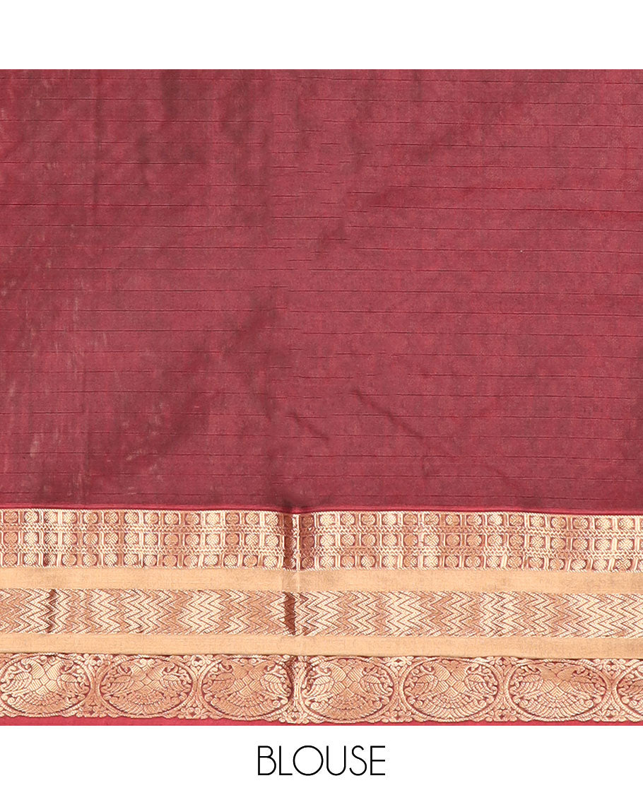 Blue motifs silk cotton saree with contrast zari design border & jaal design pallu