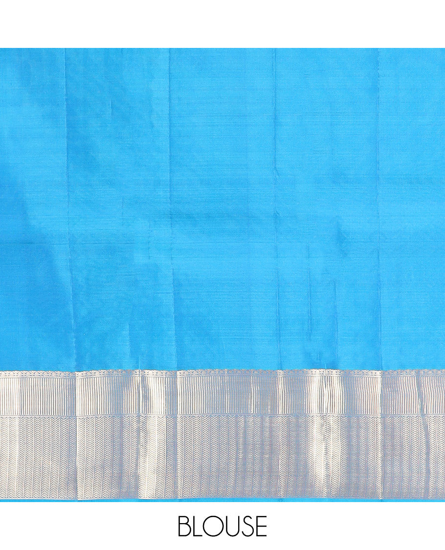 Blue Vasundhara Lite Silk Mix Saree, Accentuated with Chakram Buttas, Highlighted by Zari Border of Geometric Designs, Intricately Designed Pallu, and Paired with a Matching Blouse