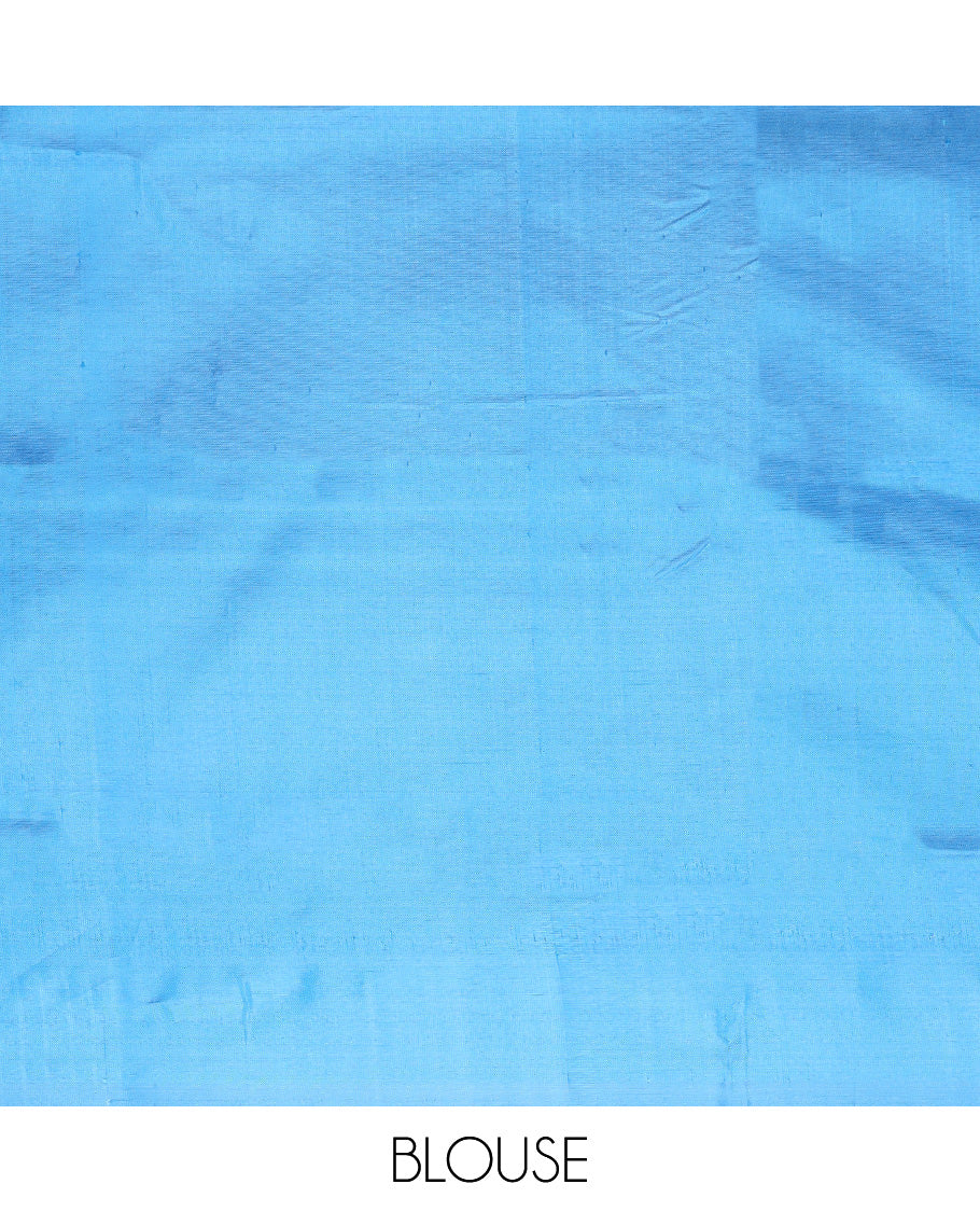 Borderless lavender buttas Banana pith saree, contrast pallu of stripes, and buttas