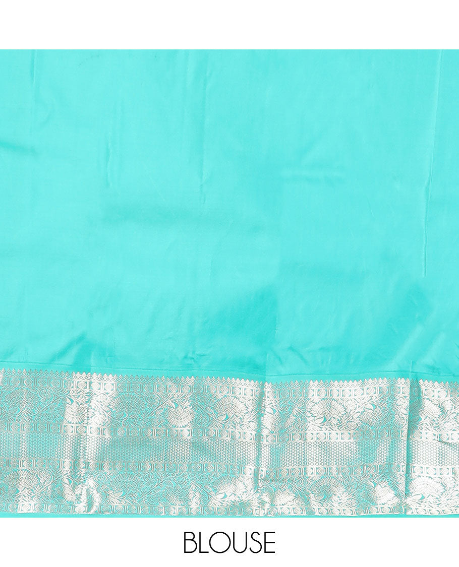 Red zari buttas silk saree, contrast border of thilakam mokku,rudraksham,kodi visiry & mayil kann & jaal pallu