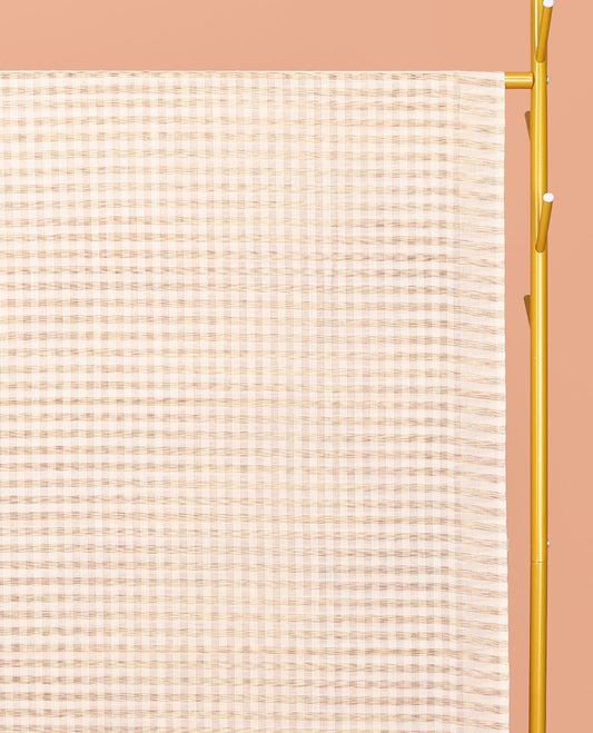 Borderless Cream Checked Chirala Cotton Saree, a Self-Pallu, and a Matching Blouse