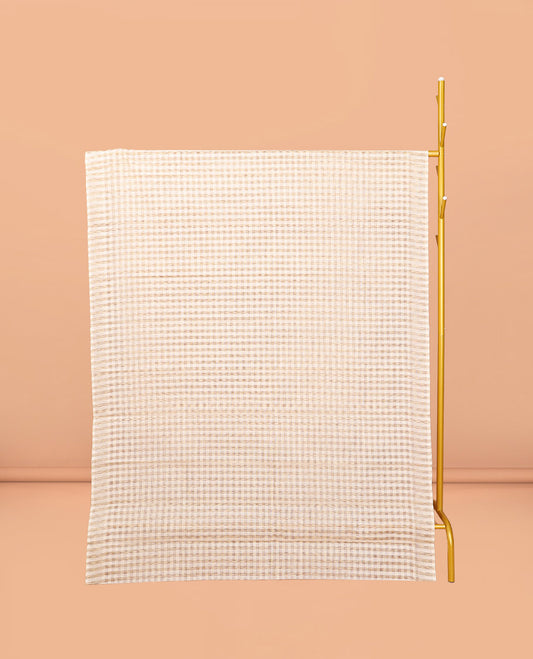 Borderless Cream Checked Chirala Cotton Saree, a Self-Pallu, and a Matching Blouse