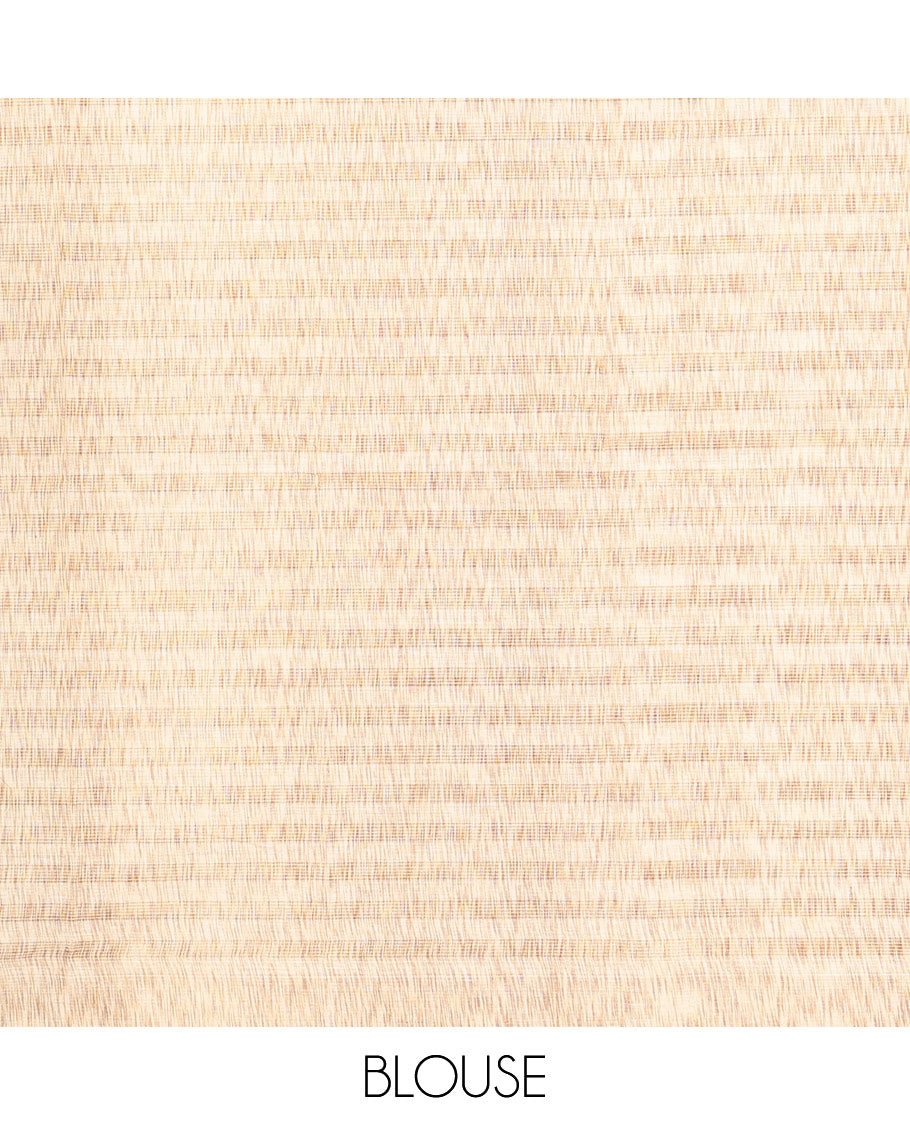 Borderless Cream Checked Chirala Cotton Saree, a Self-Pallu, and a Matching Blouse