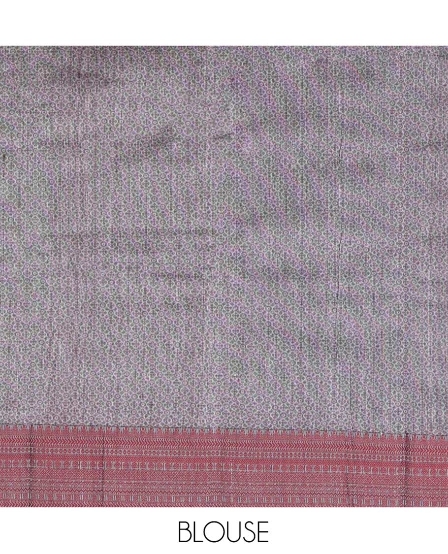Grey Semi-Silk Cotton Saree, Delicately Designed with Square Buttas All Over Its Body, Crafted with Traditional Design Self-Border, Intricately Designed Pallu, and Paired with a Matching Blouse