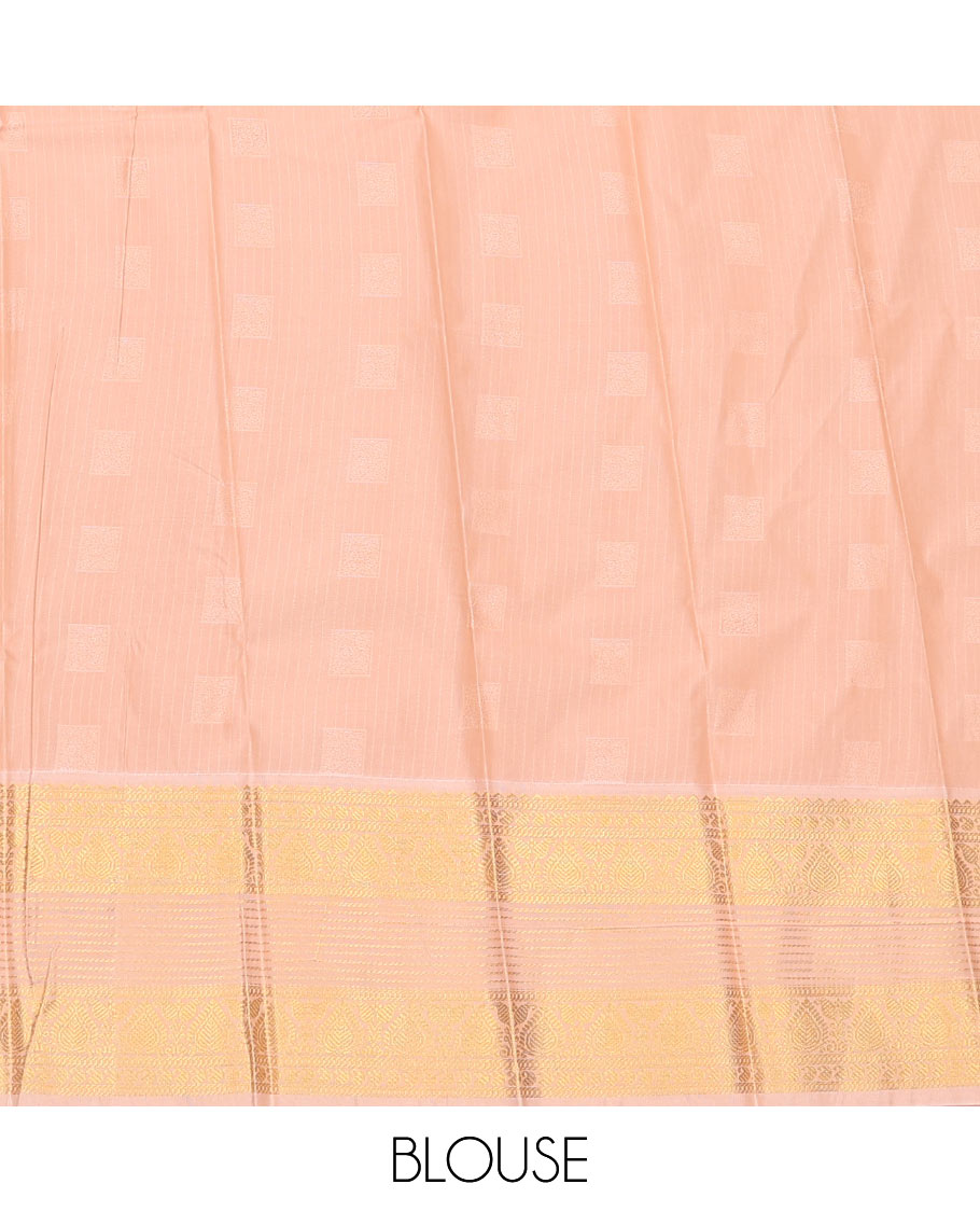 Maroon Budget Silk Saree Beautified with Zari Stripes and Square Buttas, Accentuated with a Contrast Traditional Zari Motifs Woven Border, Subtly Woven Jaal Pallu, and Paired with a Matching Blouse