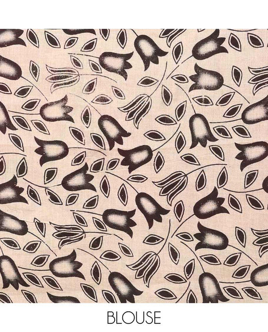 Mango yellow floral vine and deer motifs machine-printed Kalamkari cotton saree, contrast peacock motif printed border, and pallu of floral and peacock print