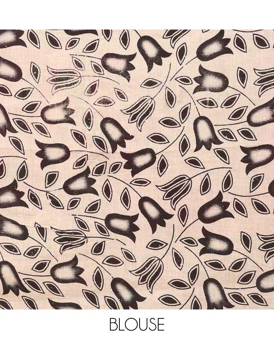 Mango yellow floral vine and deer motifs machine-printed Kalamkari cotton saree, contrast peacock motif printed border, and pallu of floral and peacock print