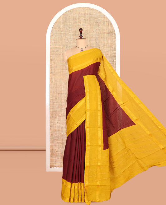 Maroon Plain Sungudi Cotton Saree