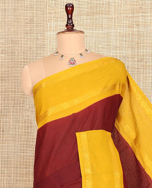 Maroon Plain Sungudi Cotton Saree