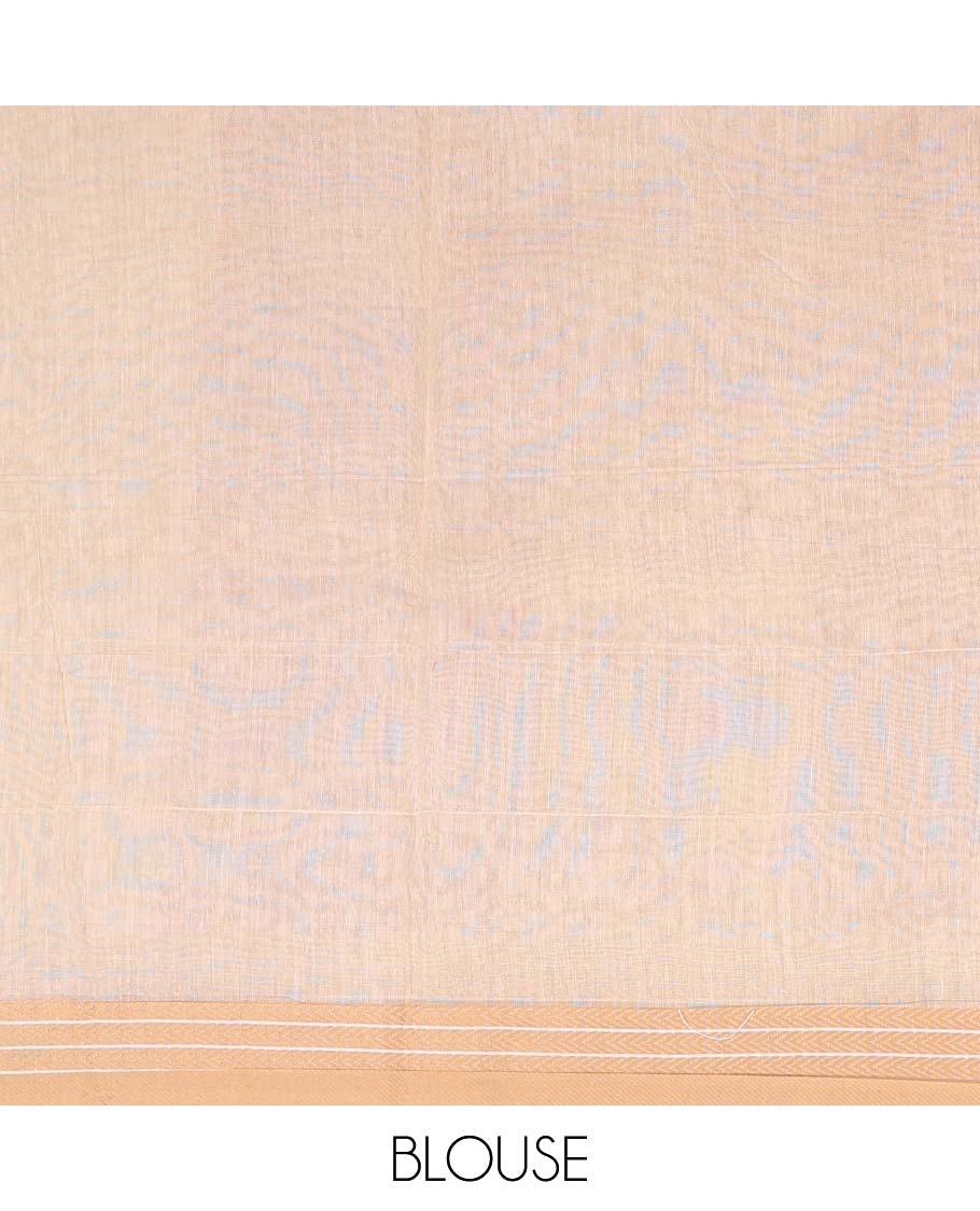 Pink diamond patterned chanderi cotton saree, contrast border of floral multi-color thread embroidery, and printed pallu