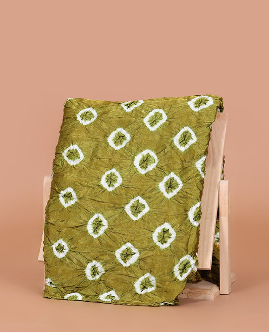 Borderless Green Bandhani Dola Silk Saree