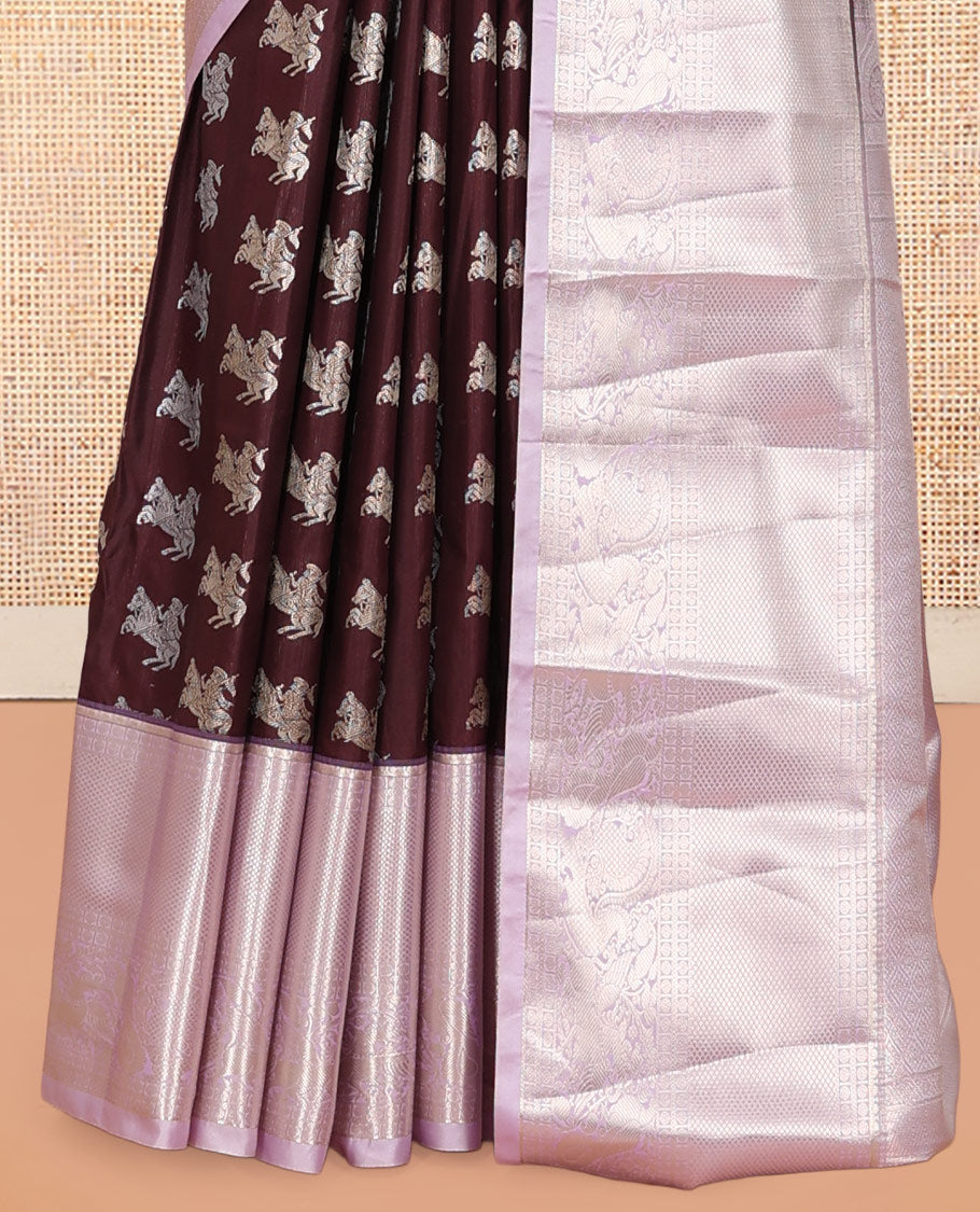 Coffee Brown-Lavender Budget Silk Saree