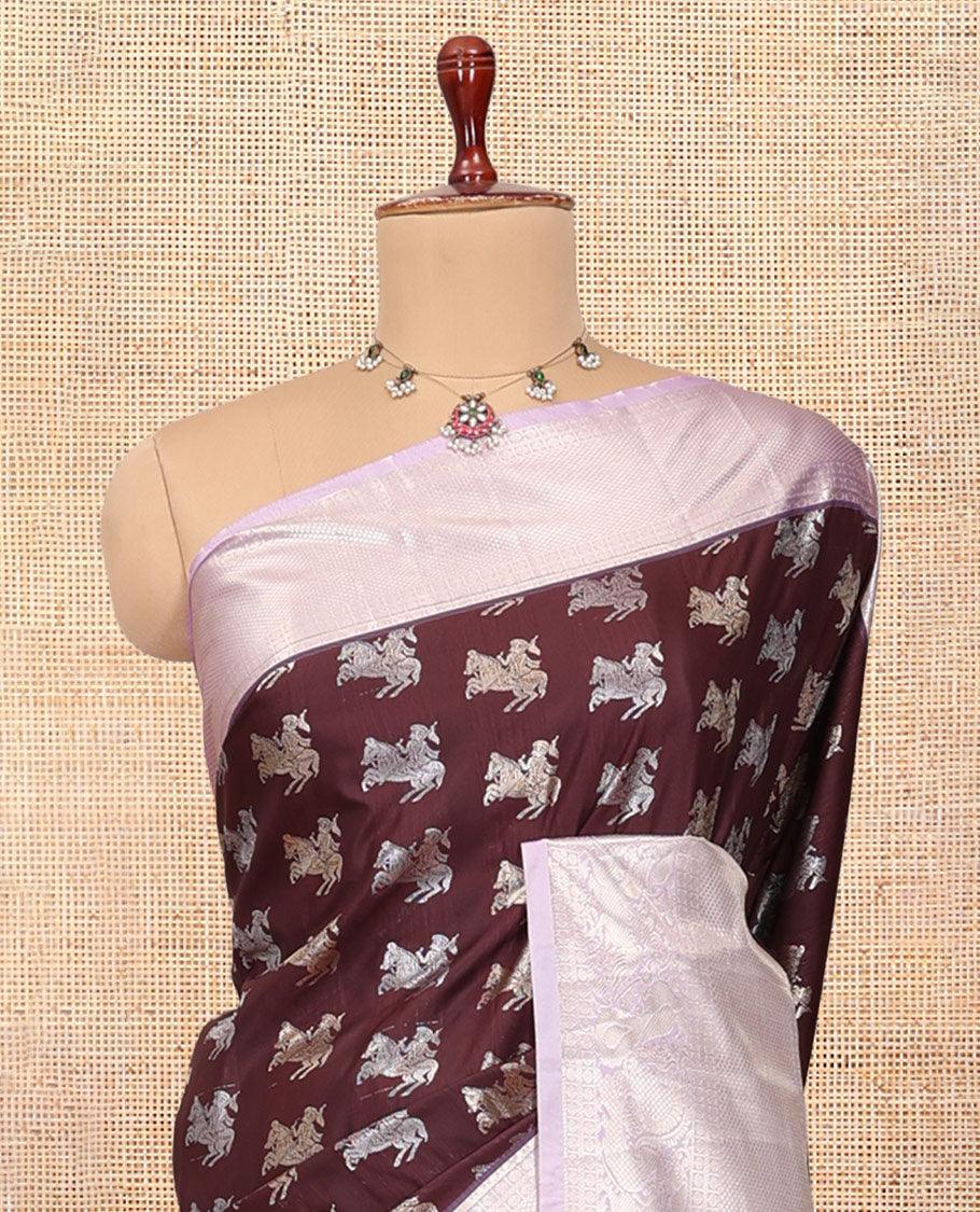 Coffee Brown-Lavender Budget Silk Saree