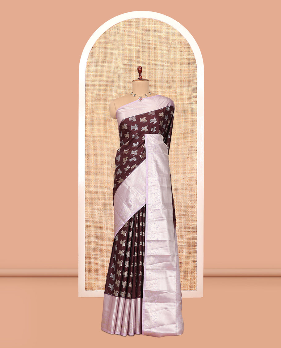Coffee Brown-Lavender Budget Silk Saree