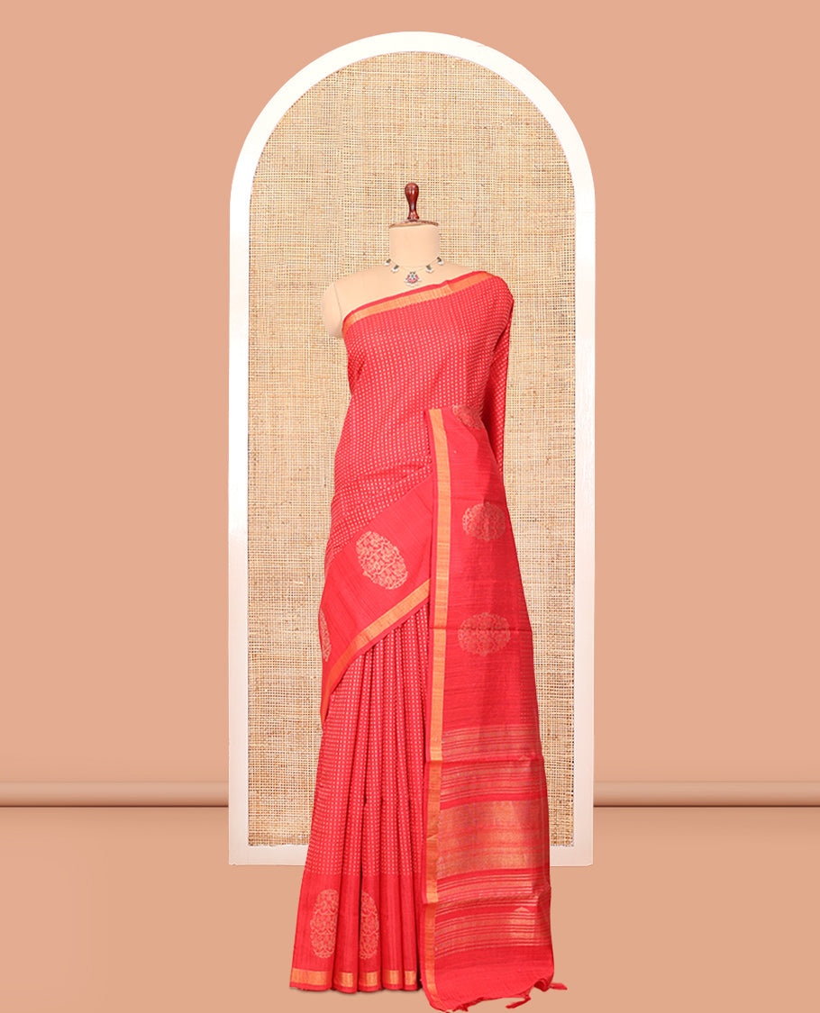 Red Dupion Saree