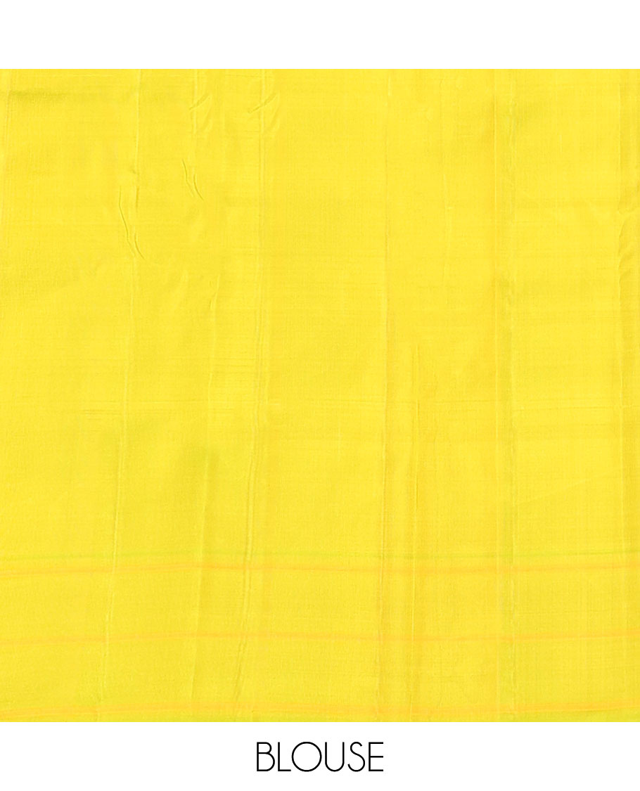 Violet striped kanchipuram silk saree, contrast thazampoo rekku striped border & pallu of thazampoo rekku & stripes