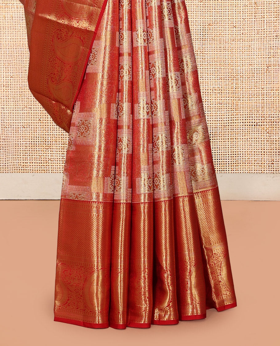 Red Kanchipuram Tissue Silk Saree