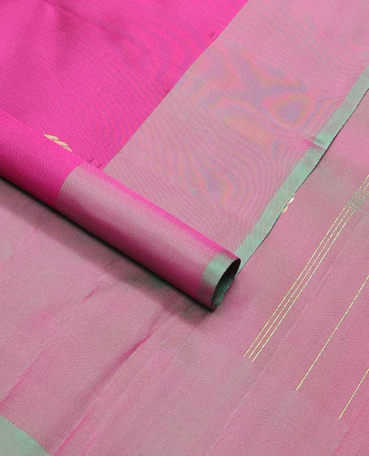 Purple buttas kancheepuram silk saree with contrat border of yanaai design & floral design pallu