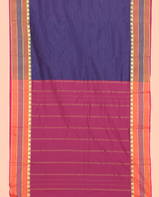 Navy Blue Plain Ten-Yard Art Silk Saree