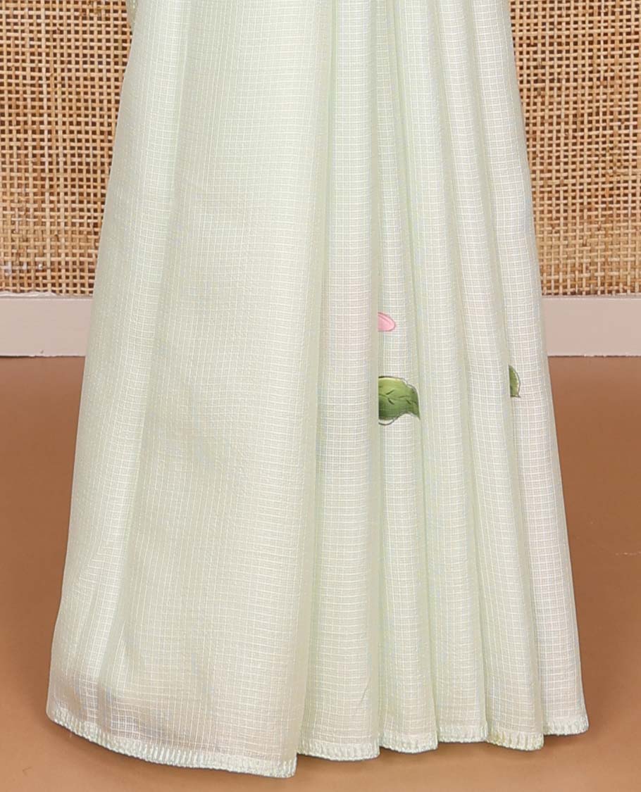 Light blue floral design kota silk saree