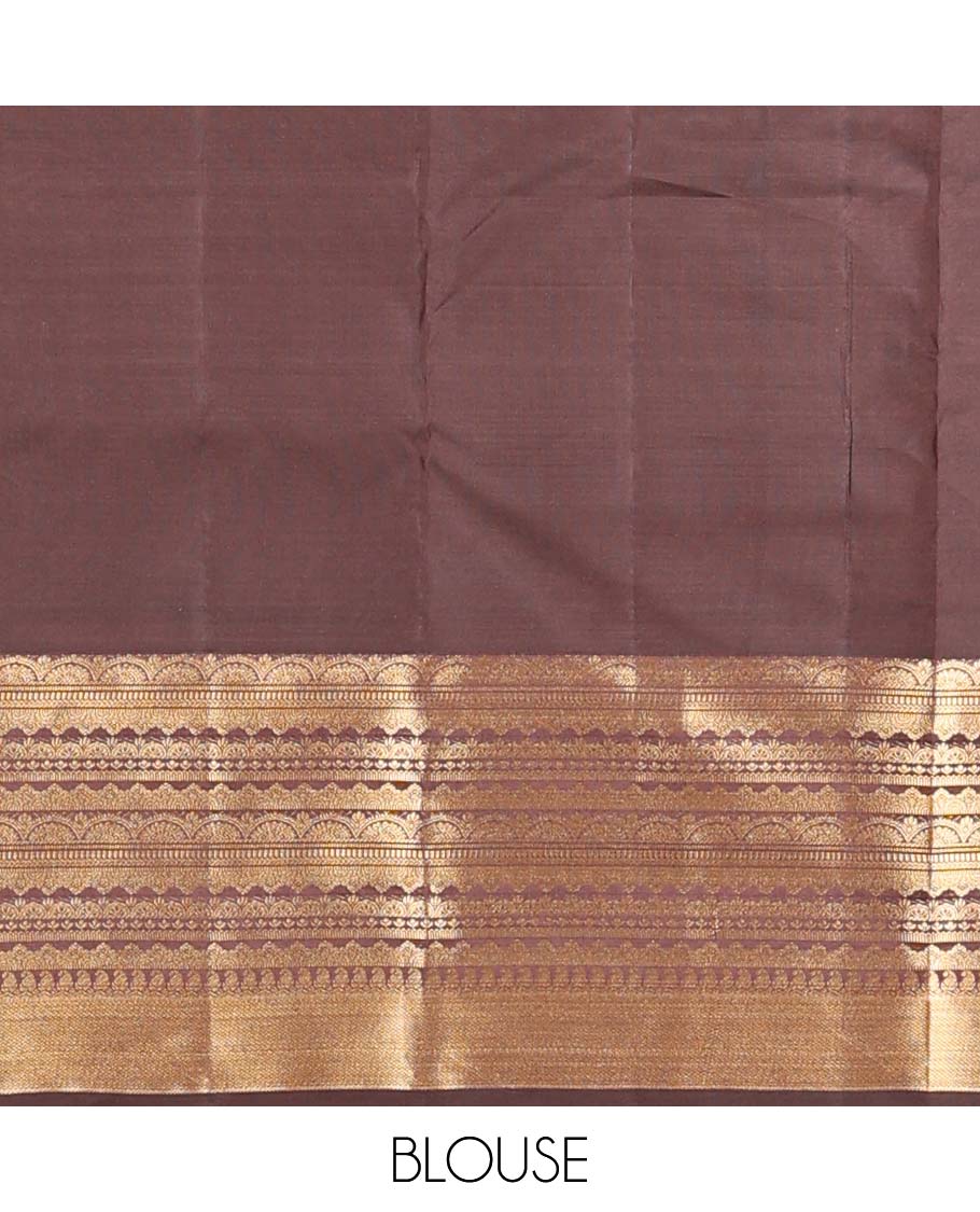 Peacock blue flower stripes Vasundhara silk mix saree, contrast scallop zari designs border & jaal pallu