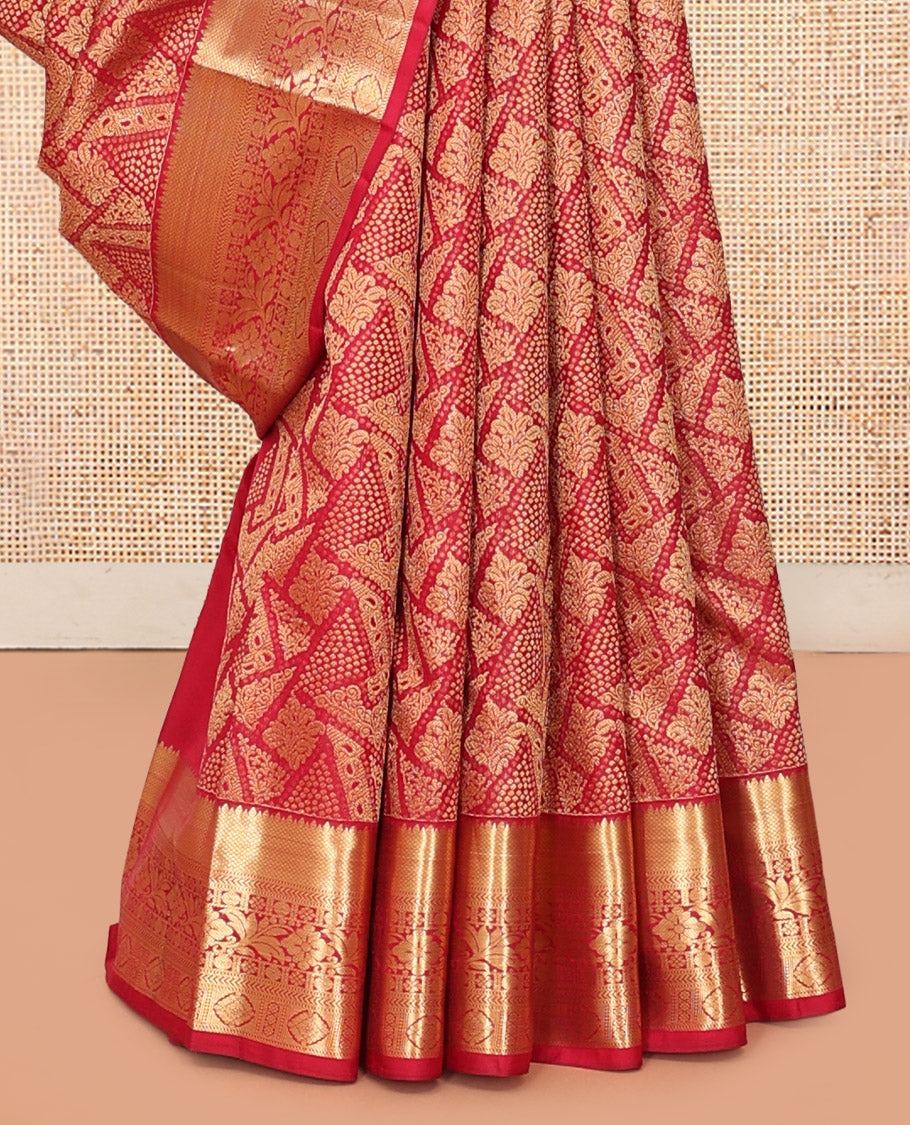 Red Jacquard Kanchipuram Wedding Silk Saree