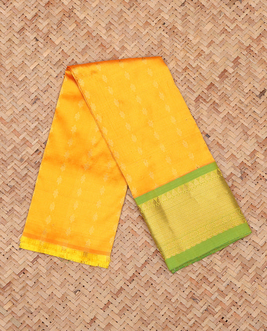 Yellow Pure Silk Navarathna Pavadai Material Set