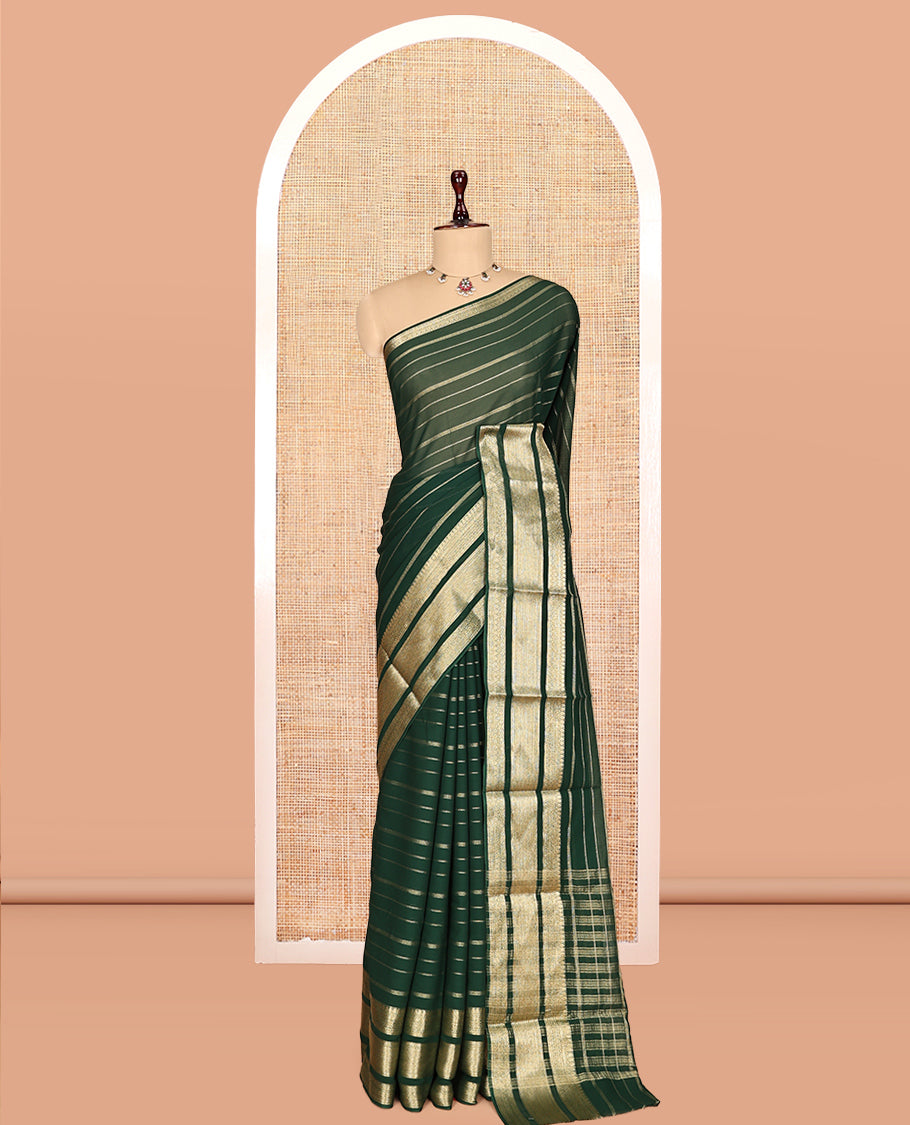 Bottle Green Semi Mysore Silk Saree