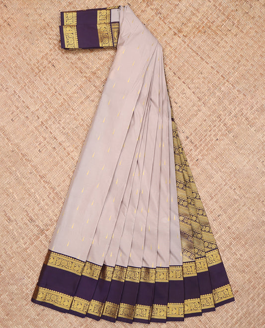 Grey Temple Butta Budget Silk Saree