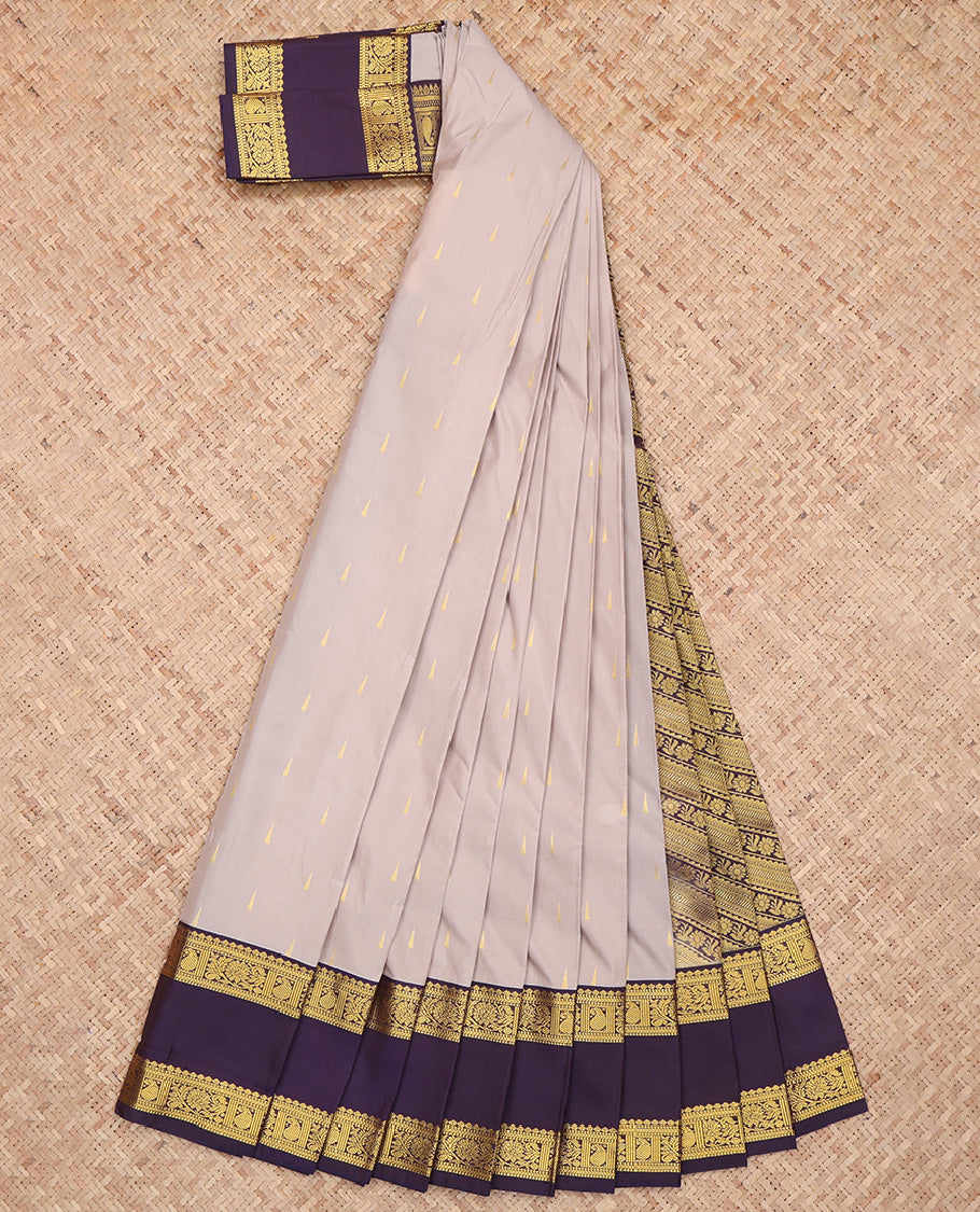 Grey Temple Butta Budget Silk Saree