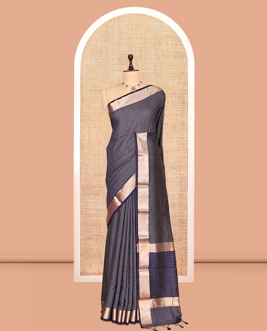 Navy Blue Assam Silk Saree
