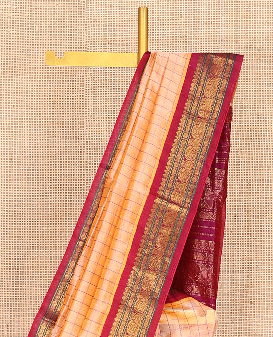Orange Kuppadam Silk Saree