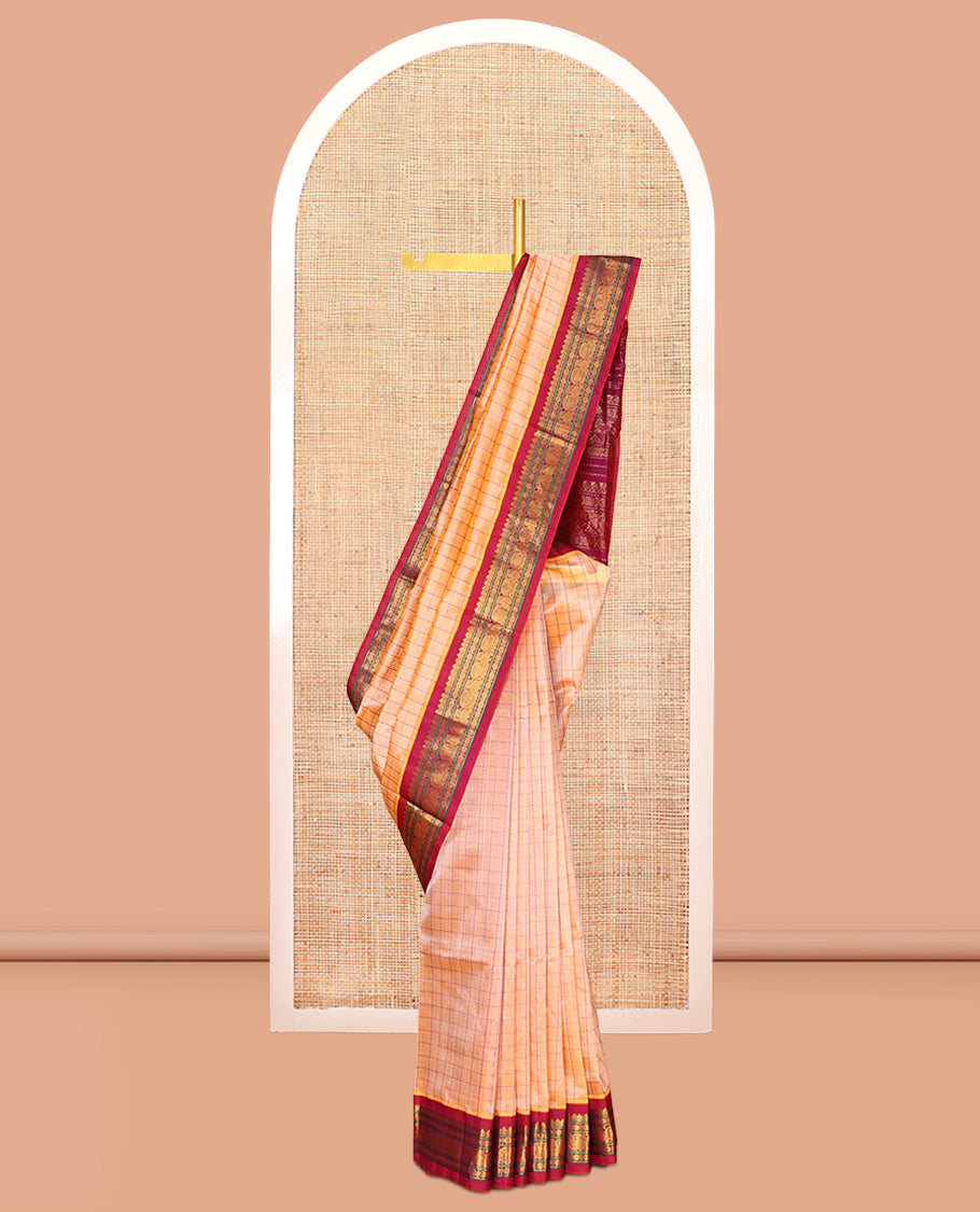 Orange Kuppadam Silk Saree