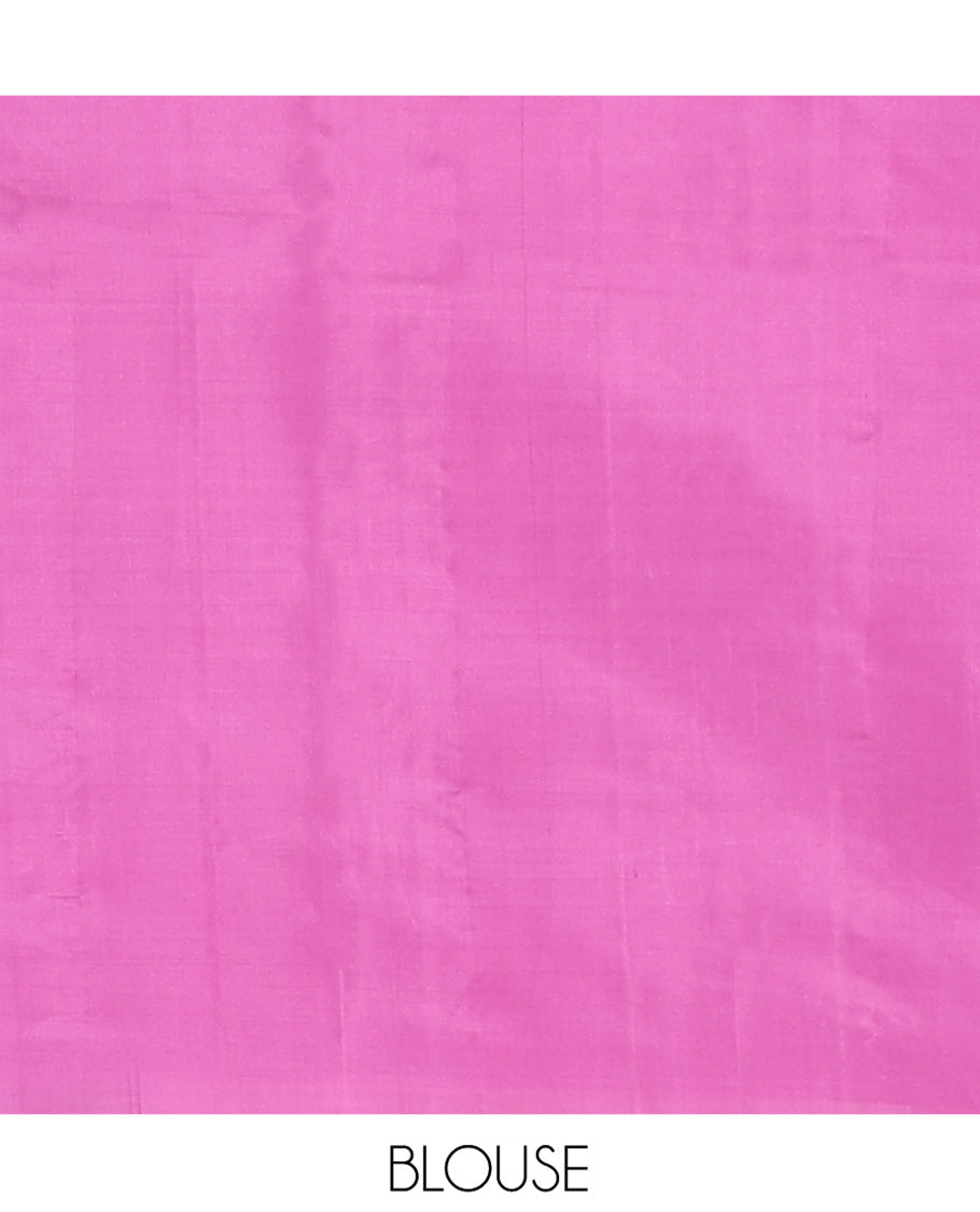 Light Sandal Mayuri Soft Silk Saree Sparsely Sparkled with Floral Zari Buttas All Over Its Body, Complemented by a Contrast Border of Floral Zari Designs, Majestically Detailed Pallu, and Paired with a Contrast Blouse