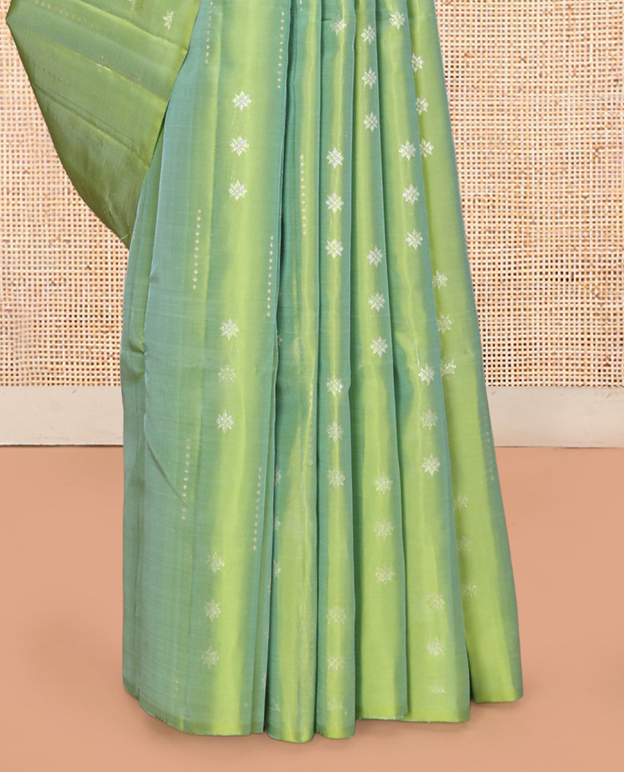Borderless Green Mayuri Lite Silk Mix Saree