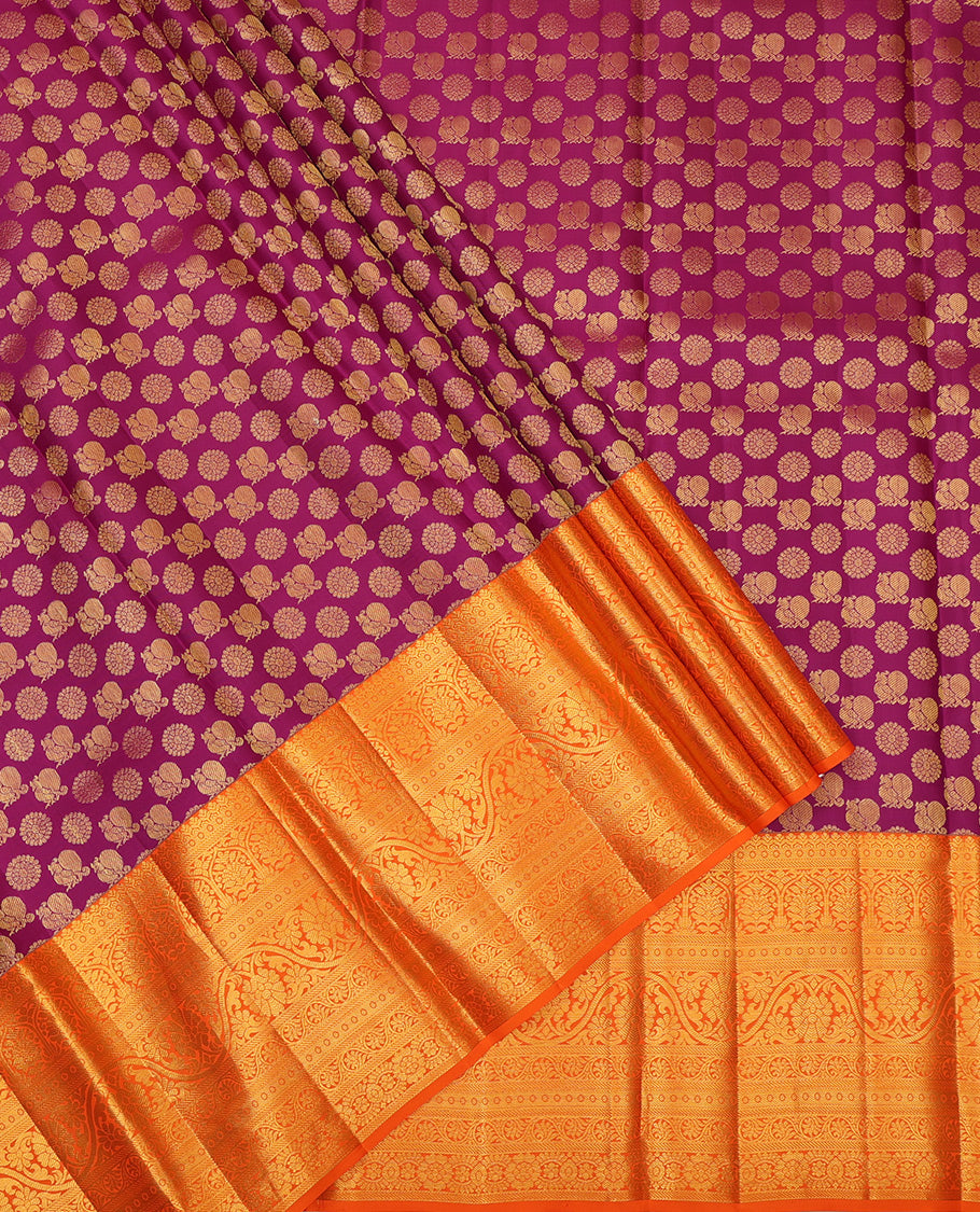Purple Pure Silk Pavadai Material Set