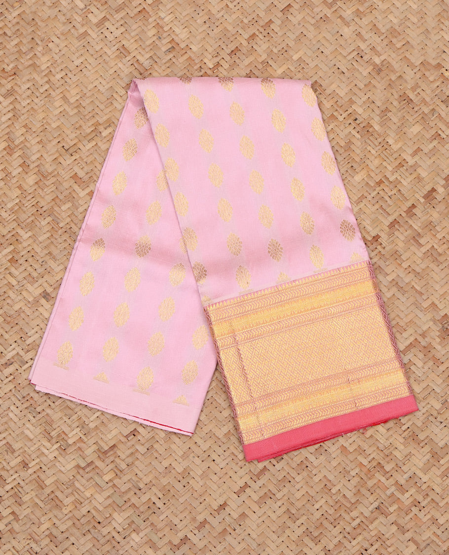 Baby Pink Pure Silk Navarathna Pavadai Material Set