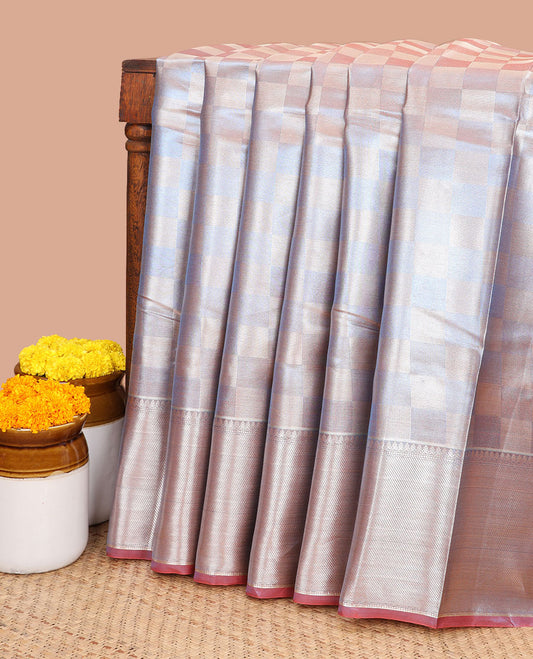 Purple with gold brocade design banaras kora tissue saree with bawanchi border & rich weaving pallu & butta design blouse