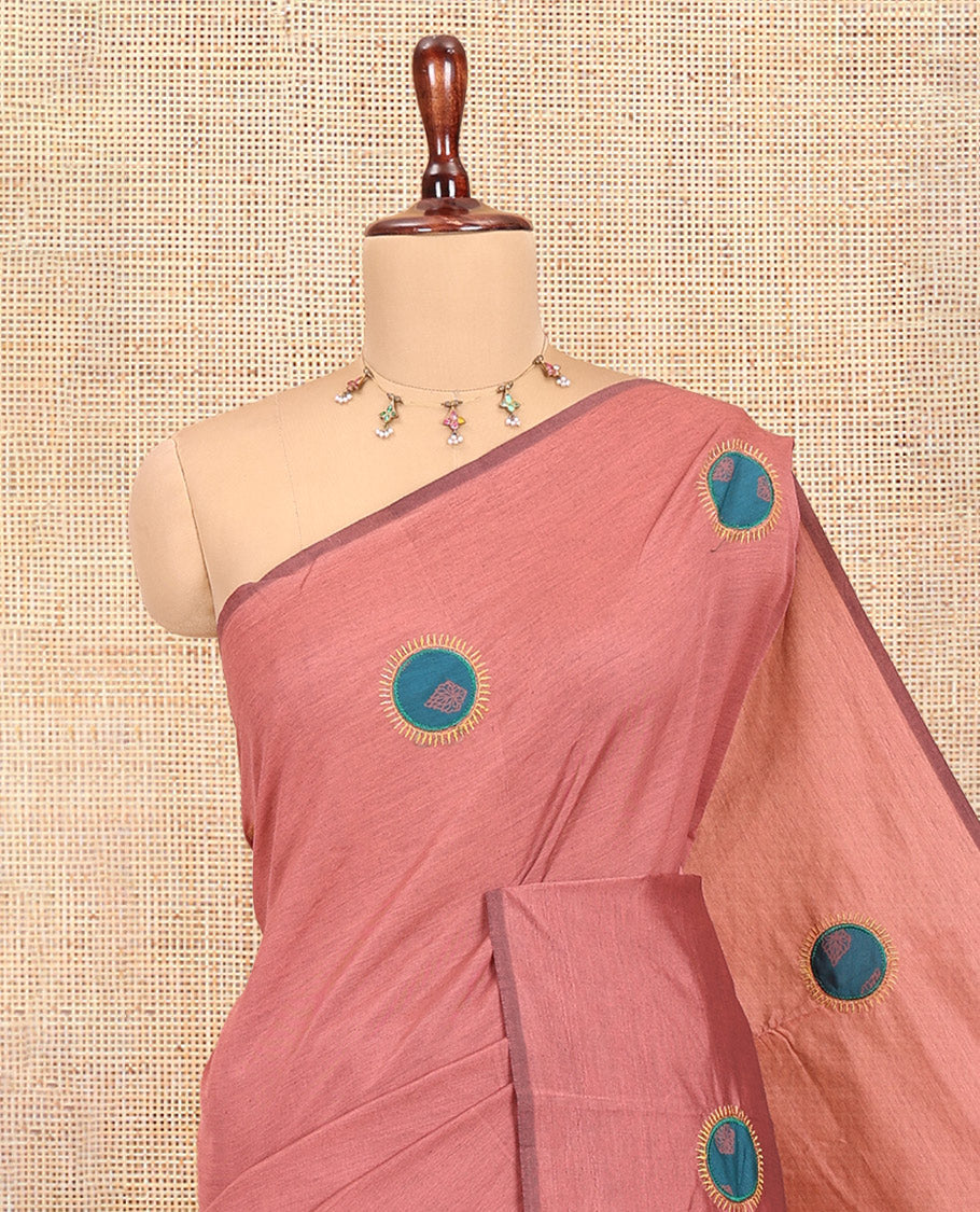 Borderless Onion Pink Plain South Cotton Saree