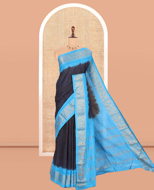Navy Blue Sungudi Cotton Saree