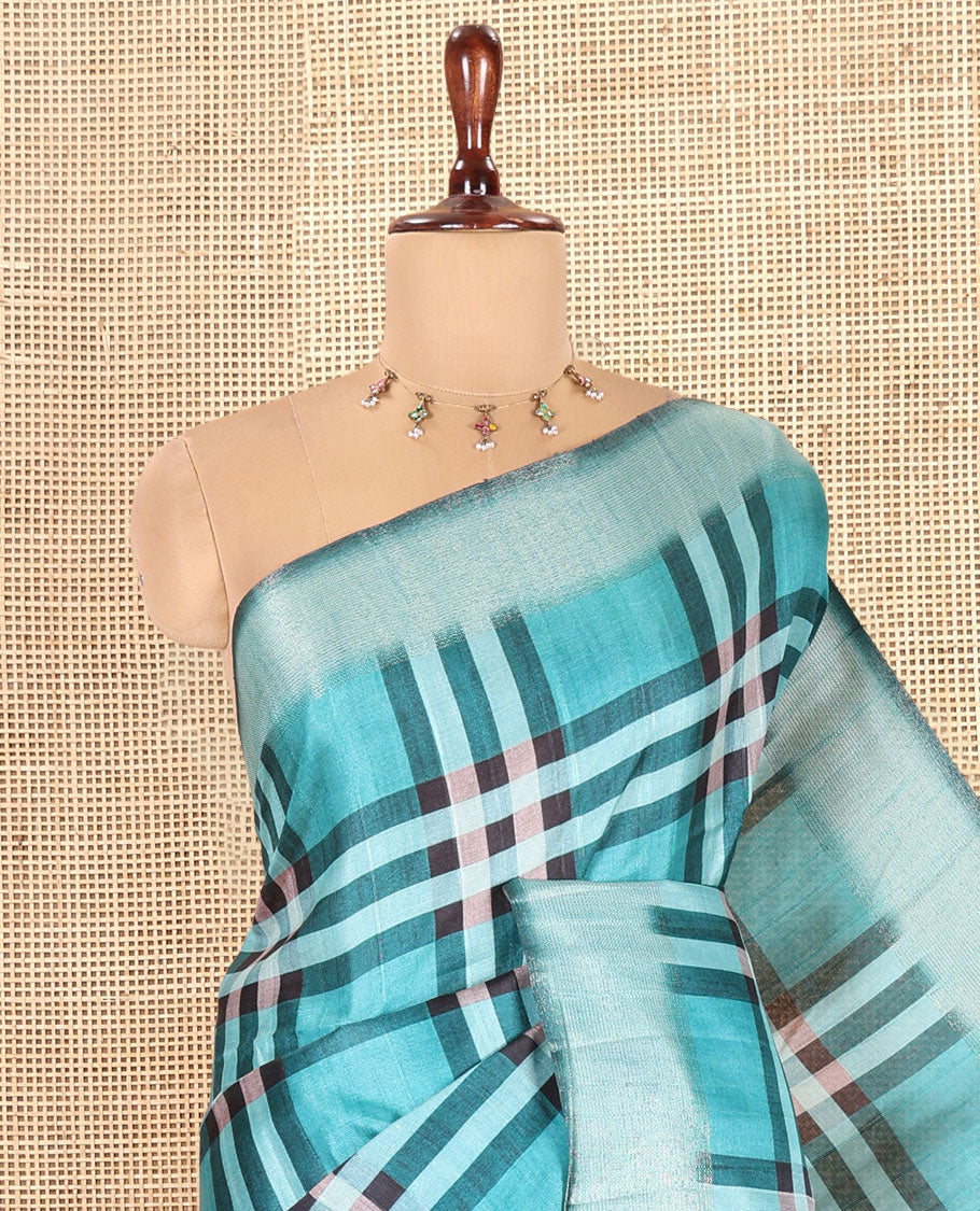 Rama Blue Fancy Tussar Silk Saree