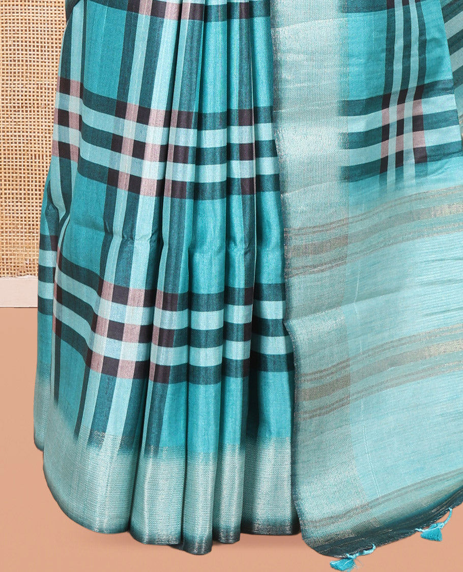 Rama Blue Fancy Tussar Silk Saree