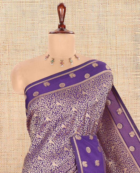Dark Purple Semi-Mysore Silk Saree