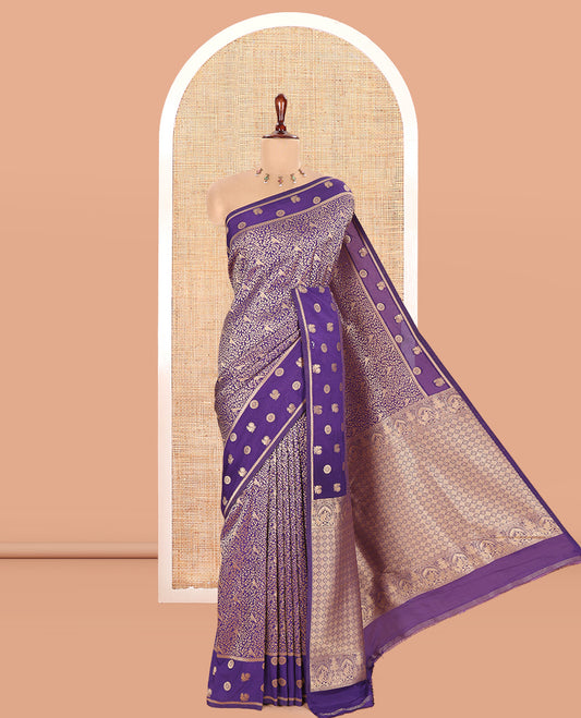 Dark Purple Semi-Mysore Silk Saree