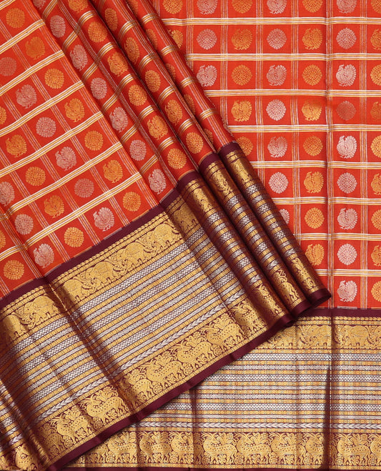 Orange Pure Silk Half Saree
