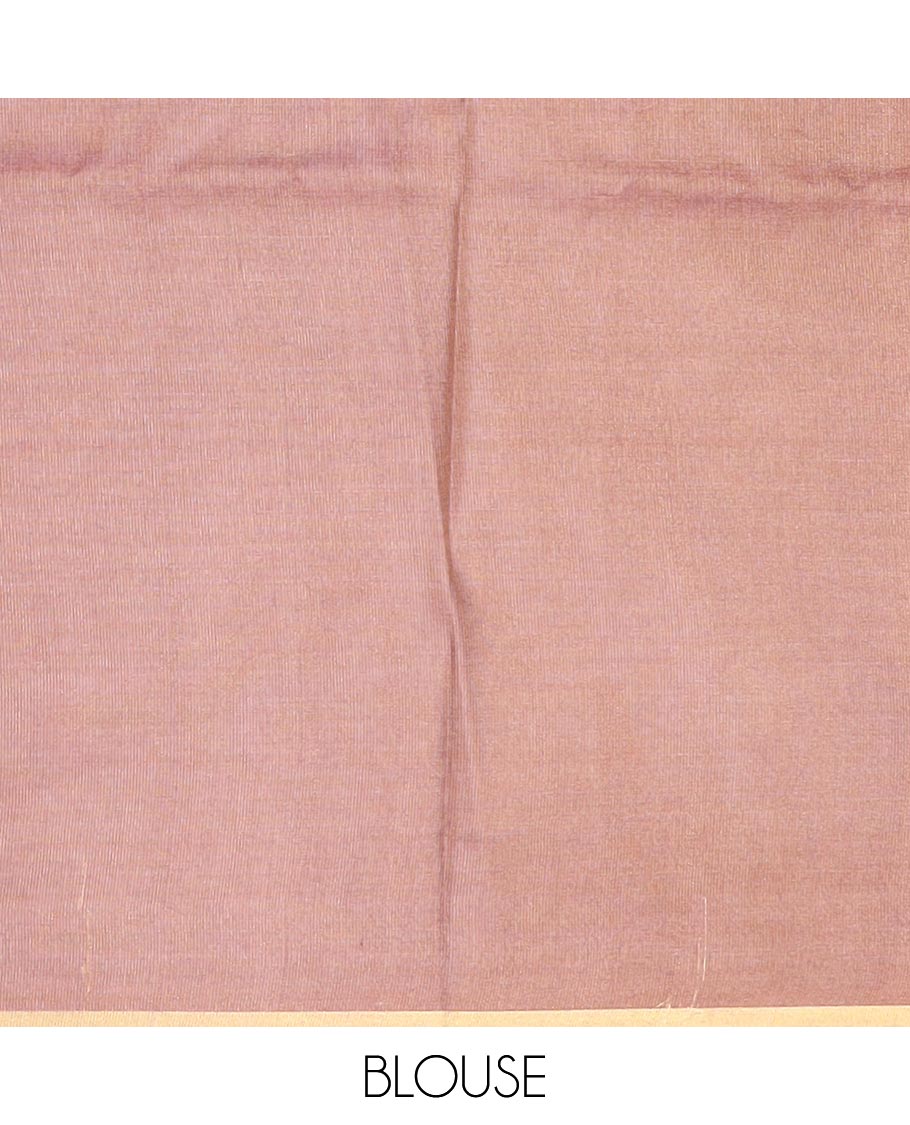 Borderless chocolate brown sparsely striped tussar silk saree, striped pallu