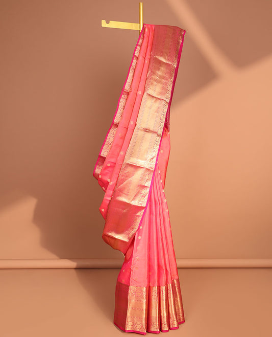 paech floral buttas vasundhara elite silk saree with contrast floral zari design border & pallu of argyle pattern