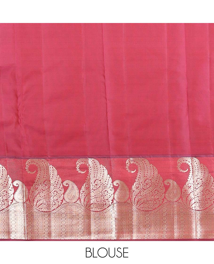 Orange manga buttas Vasundhara silk mix saree, contrast manga butta & geometric patterns border & pallu of spade designs